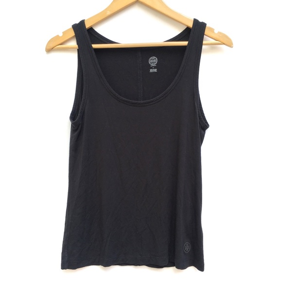 Tory Burch Tops - Tory Burch Stretch Knit Scoop Neck Logo Tank Top